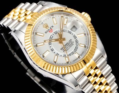 AR Factory Rolex Sky-dweller 42*14.5mm 316L Steel Two-tone Gold Jubilee Bracelet 9002 Movement White Watch